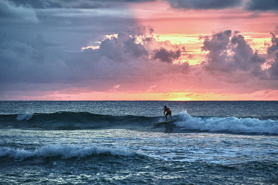 Surfer at sunset in Rincón - the magic we want to share